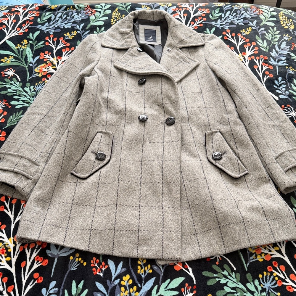 Nautica Plaid Peacoat in Gray